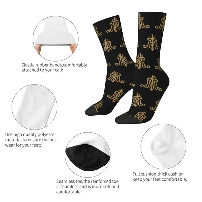 Bright Virgin Mary Monogram Socks Lords Guidance Earrings
