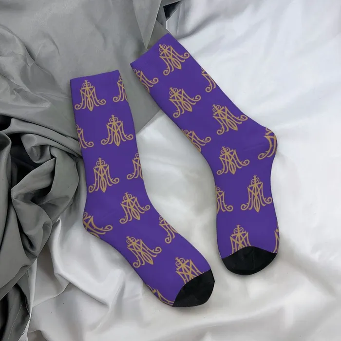 Bright Virgin Mary Monogram Socks Lords Guidance Earrings