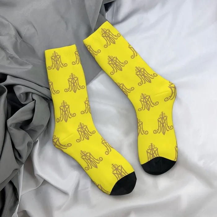 Bright Virgin Mary Monogram Socks Lords Guidance Earrings