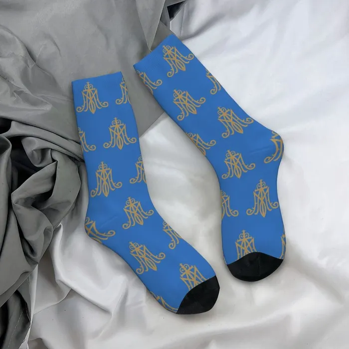 Bright Virgin Mary Monogram Socks Lords Guidance Earrings