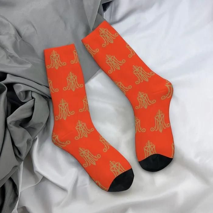 Bright Virgin Mary Monogram Socks Lords Guidance Earrings