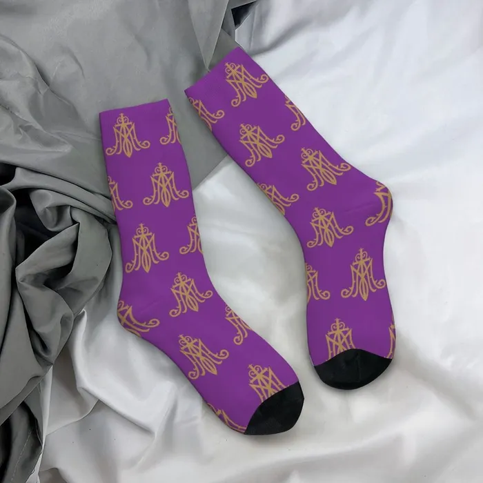 Bright Virgin Mary Monogram Socks Lords Guidance Earrings