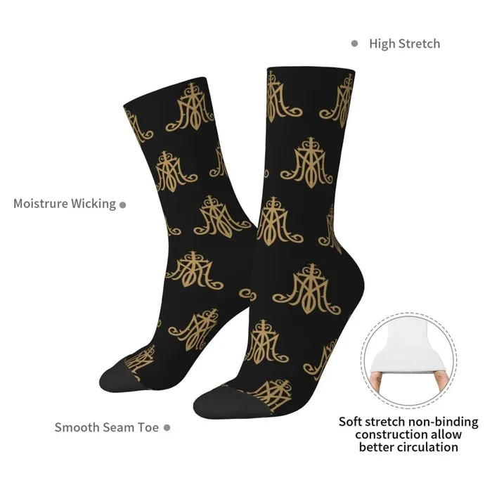Bright Virgin Mary Monogram Socks Lords Guidance Earrings