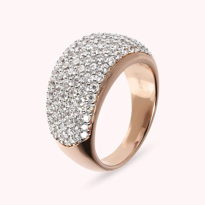 Bronzallure Anello a Fascia con Pav in Cubic Zirconia Earrings