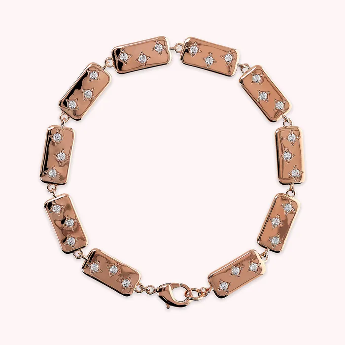 Bronzallure Earrings Bracciale toile con Elementi Rettangolari e Punti Luce in Cubic Zirconia