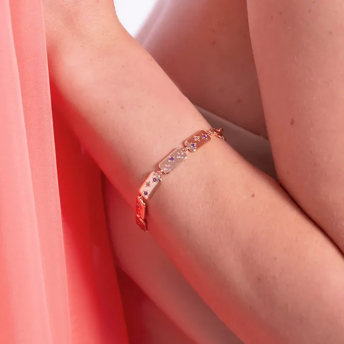 Bronzallure Earrings Bracciale toile con Elementi Rettangolari e Punti Luce in Cubic Zirconia