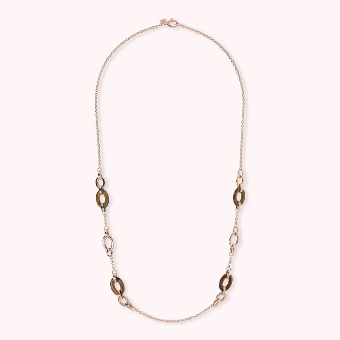 Bronzallure Earrings Collana Lunga con Maglie Ovali in Pietra Naturale