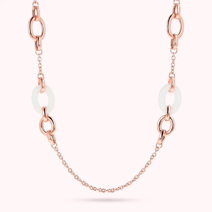 Bronzallure Earrings Collana Lunga con Maglie Ovali in Pietra Naturale