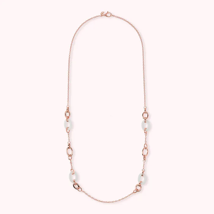 Bronzallure Earrings Collana Lunga con Maglie Ovali in Pietra Naturale