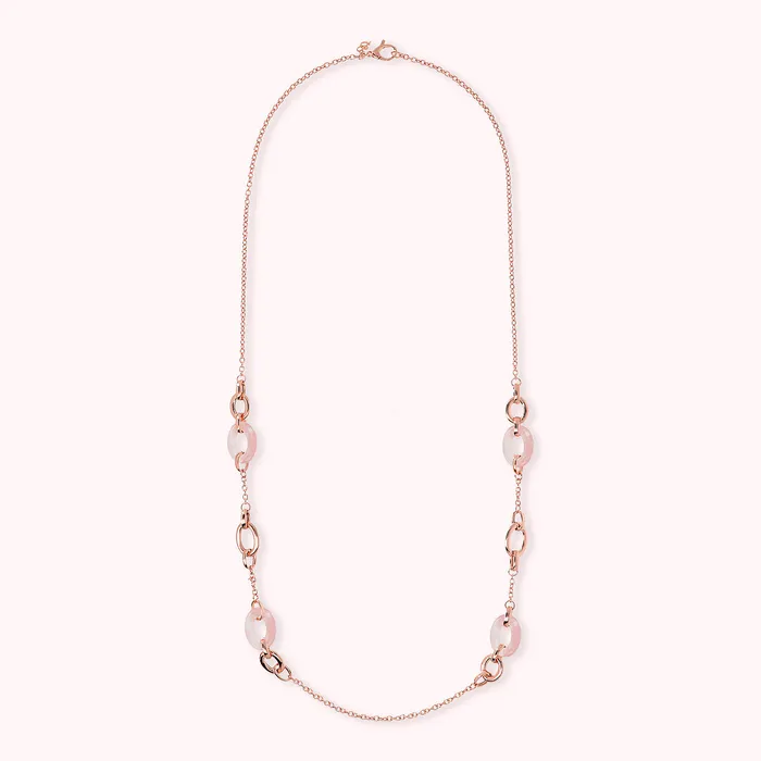 Bronzallure Earrings Collana Lunga con Maglie Ovali in Pietra Naturale