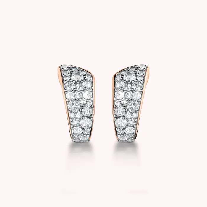 Bronzallure Earrings Orecchini a Lobo Graduati in Pav di Cubic Zirconia