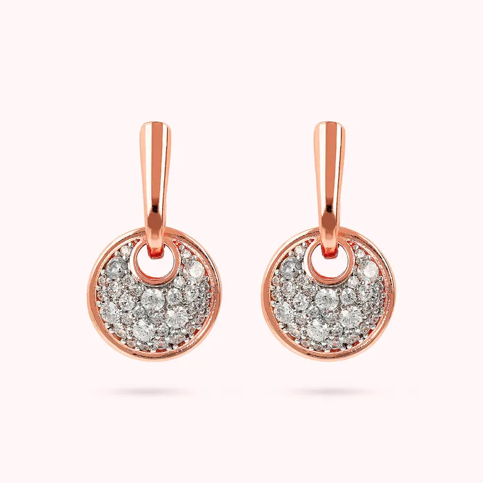 Bronzallure Earrings Orecchini Pendenti con Elemento Tondo Pav in Cubic Zirconia