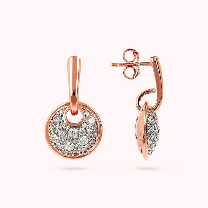 Bronzallure Earrings Orecchini Pendenti con Elemento Tondo Pav in Cubic Zirconia