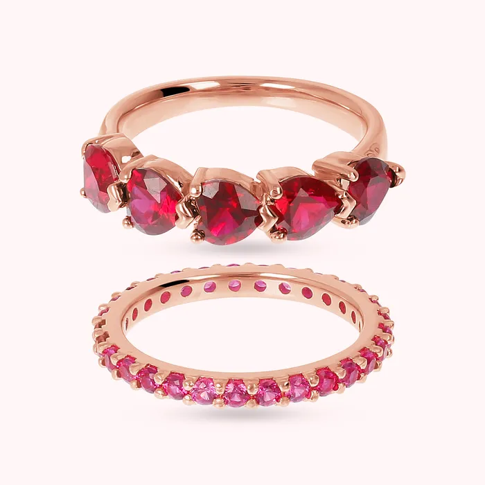Bronzallure Earrings Set di Anelli con Cuori in Cubic Zirconia
