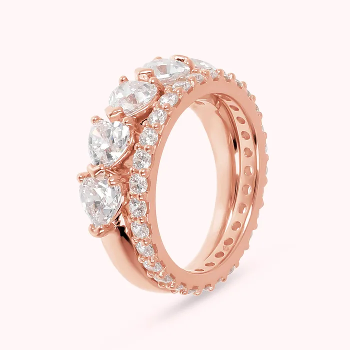 Bronzallure Earrings Set di Anelli con Cuori in Cubic Zirconia