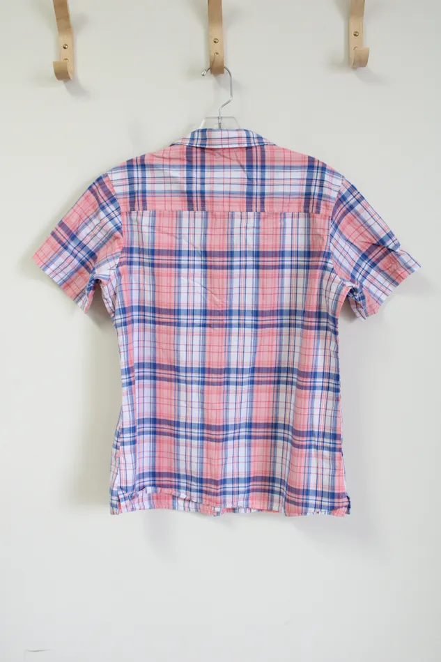 Cabelas Rings Cabelas Pink Blue Plaud Button Down Shirt M