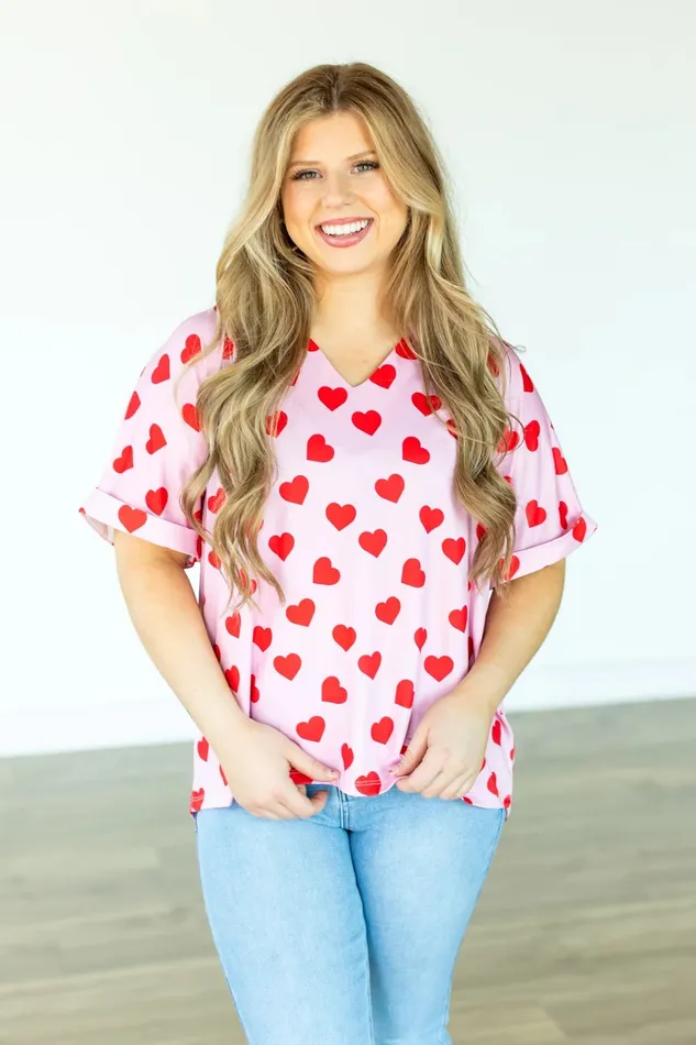 CARA COLLARED TOP HEART PRINT SOUTHERN GRACE WHOLESALE Necklaces