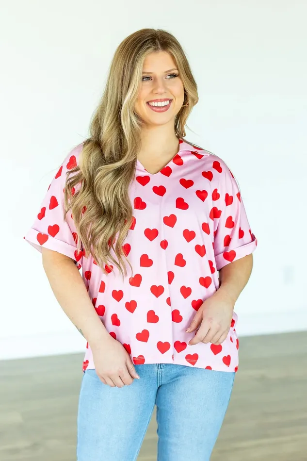 CARA COLLARED TOP HEART PRINT SOUTHERN GRACE WHOLESALE Necklaces