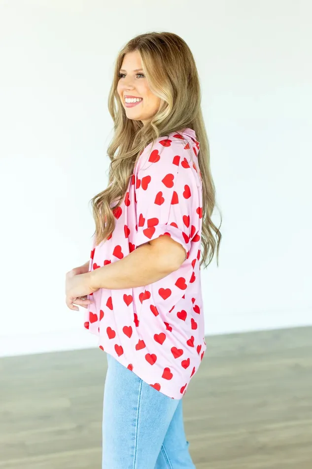 CARA COLLARED TOP HEART PRINT SOUTHERN GRACE WHOLESALE Necklaces