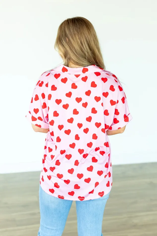 CARA COLLARED TOP HEART PRINT SOUTHERN GRACE WHOLESALE Necklaces