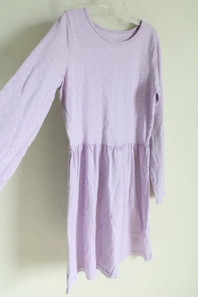 Carters Carters Kid Purple Polka Dot Long Sleeved Dress 14 Earrings