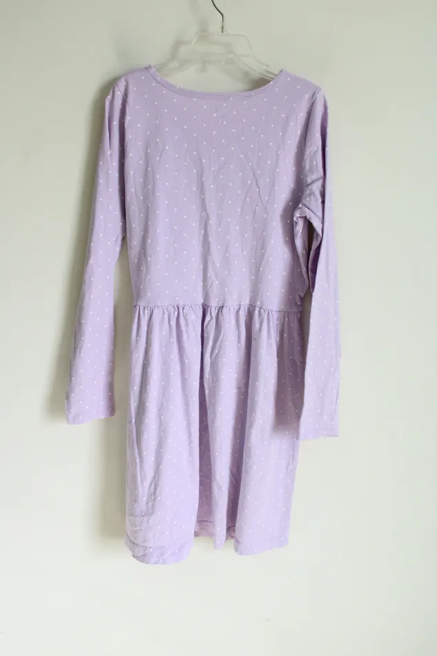 Carters Carters Kid Purple Polka Dot Long Sleeved Dress 14 Earrings
