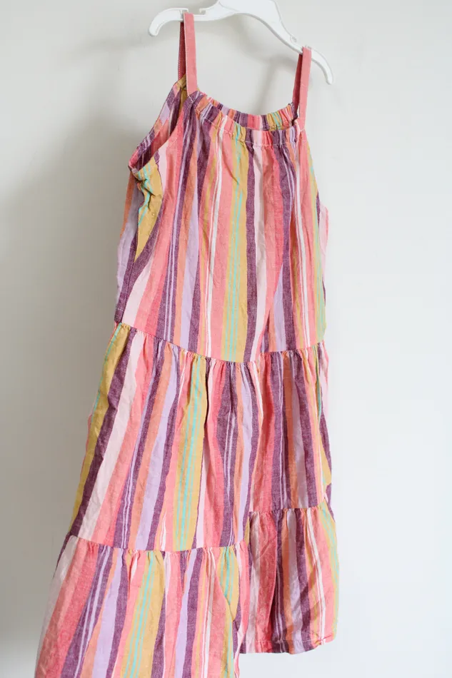 Carters Kids Pink Striped Linen Dress 14 Gap Earrings
