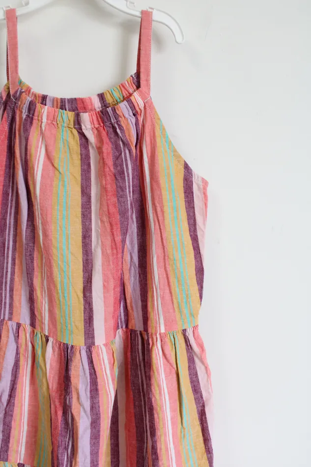 Carters Kids Pink Striped Linen Dress 14 Gap Earrings