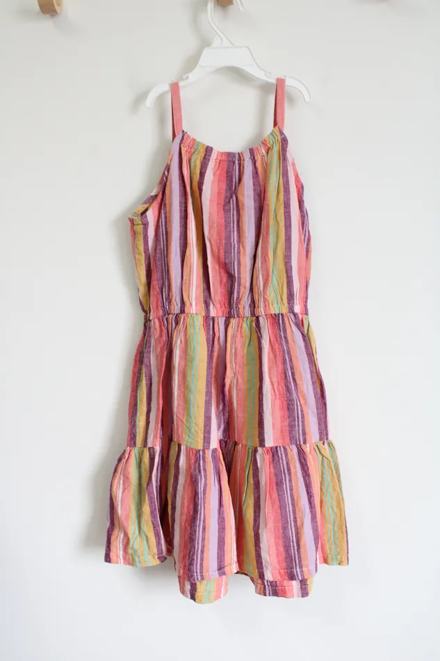 Carters Kids Pink Striped Linen Dress 14 Gap Earrings