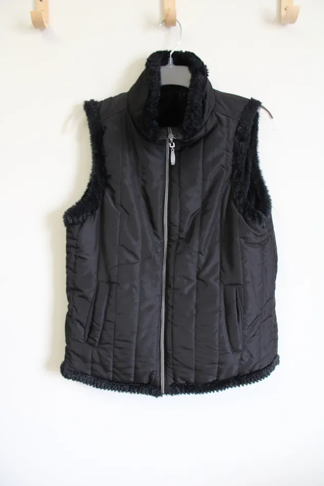 Casual Identity Black Faux Fur Lined Vest S Casual Identity Rings