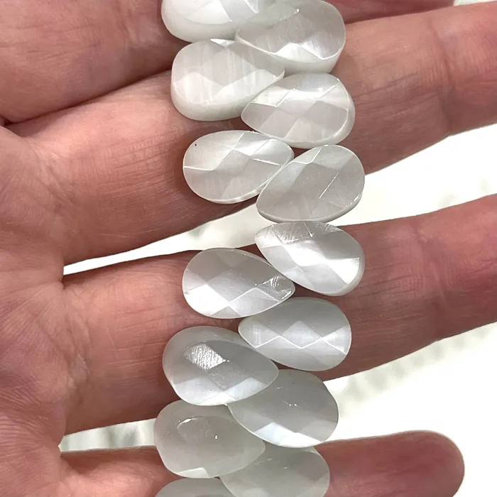 Cat Eye Stone Drop Beads 14x10mm Gemstone Drop 79 Beads Peppy Beads Earrings