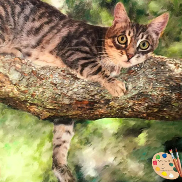 Cat Portrait Cat in Tree Digital Painting Portraits by NC Necklaces
