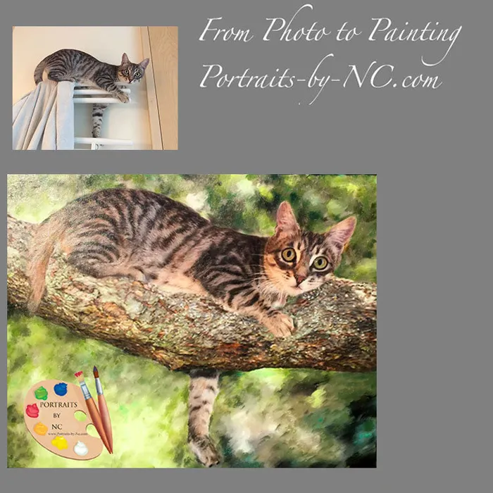 Cat Portrait Cat in Tree Digital Painting Portraits by NC Necklaces