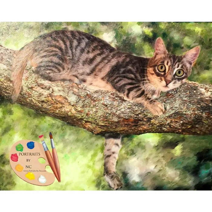 Cat Portrait Cat in Tree Digital Painting Portraits by NC Necklaces