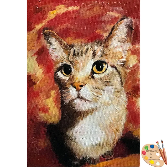 Cat Portrait in Oil 5x7 inch Portraits by NC Earrings