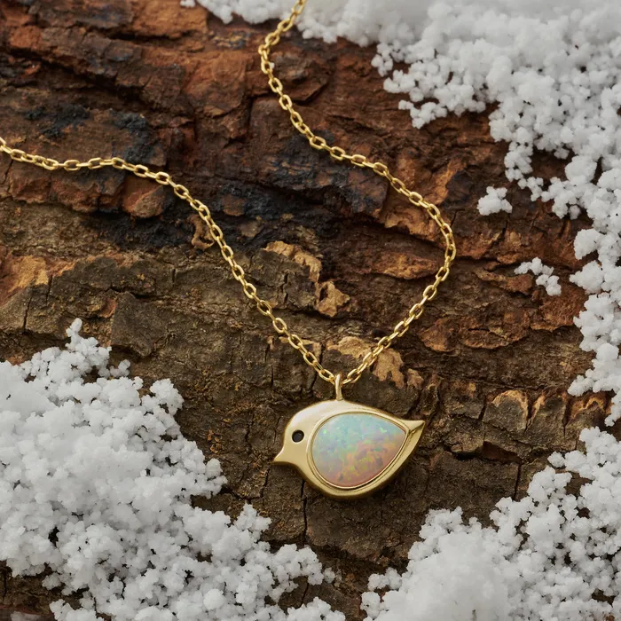 Chadds Ford Jewelry Gold Sterling Silver White Opal Birdie Gift Set Rings