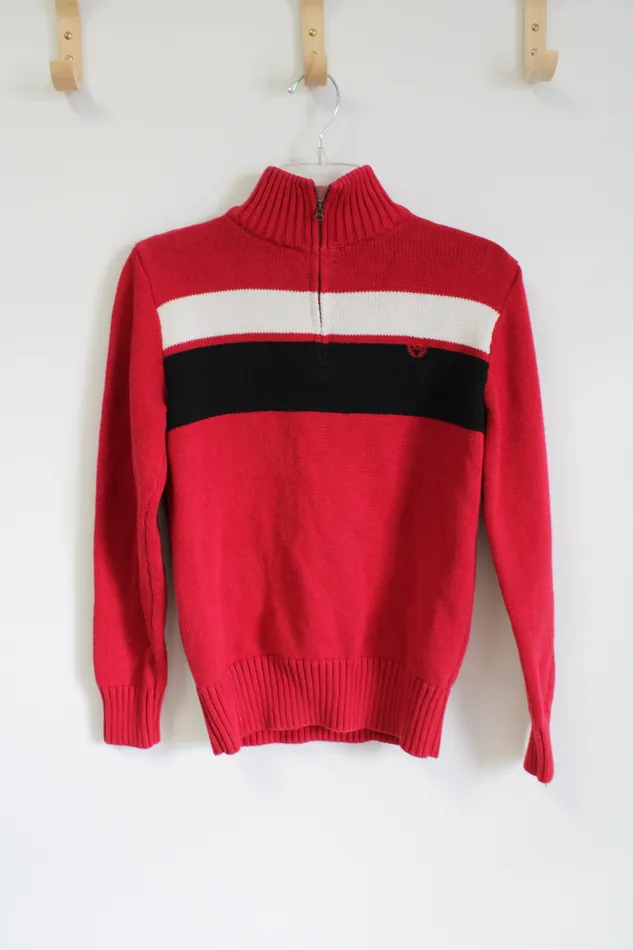 Chaps Earrings Chaps Red Thick Knit Cotton Quarter Zip Sweater 1820