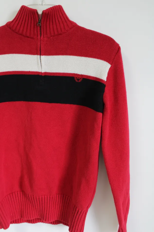 Chaps Earrings Chaps Red Thick Knit Cotton Quarter Zip Sweater 1820