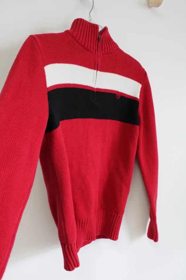 Chaps Earrings Chaps Red Thick Knit Cotton Quarter Zip Sweater 1820