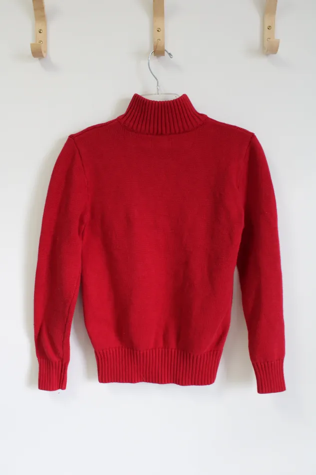 Chaps Earrings Chaps Red Thick Knit Cotton Quarter Zip Sweater 1820