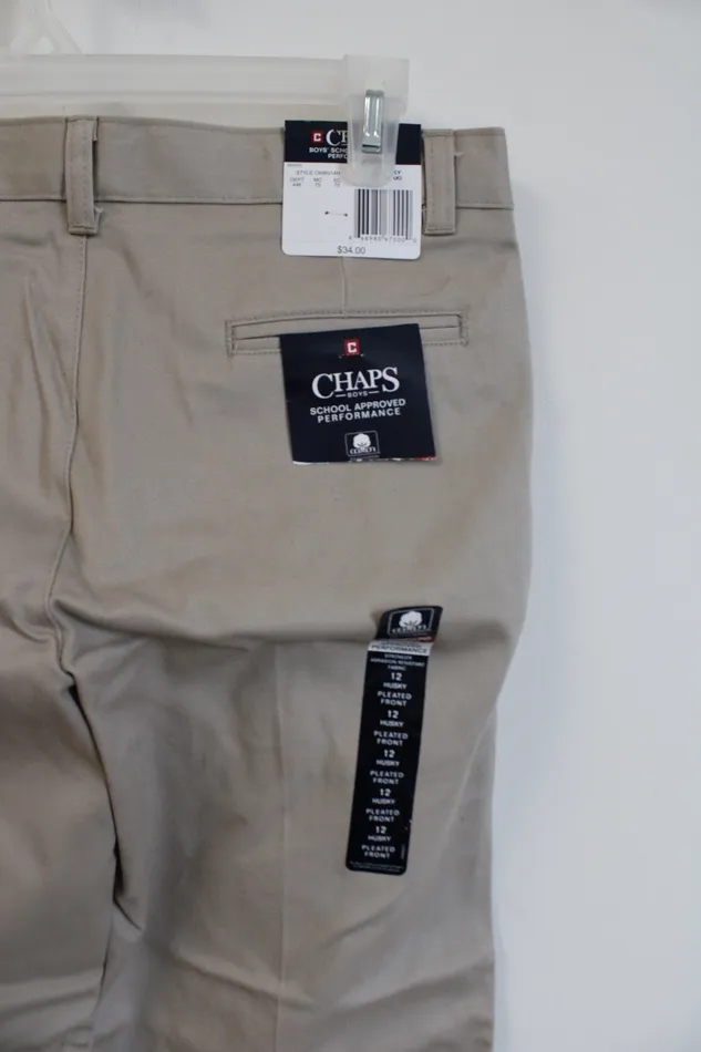 Chaps Earrings NEW Chaps School Uniform Tan Khaki Pants 12 Husky