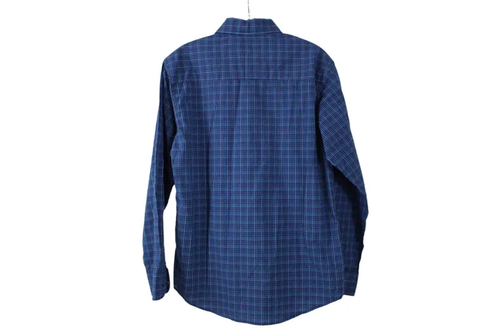 Chaps Stretch Blue Plaid Button Down 1012 Chaps Rings