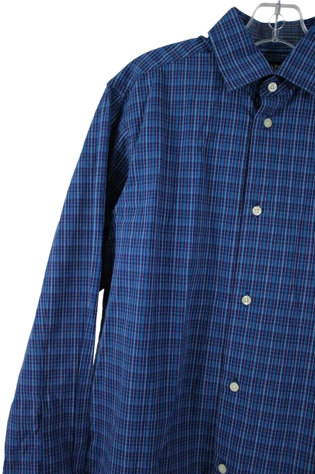 Chaps Stretch Blue Plaid Button Down 1012 Chaps Rings