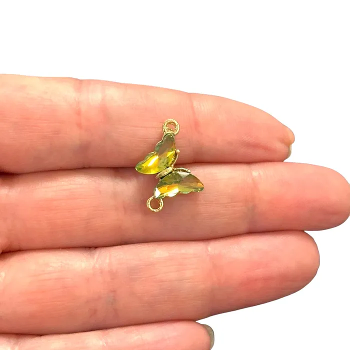 Charm Necklaces 24Kt Gold Plated Swarovski Butterfly Connector Charm Peppy Beads Charm Necklaces 24Kt Gold Plated Swarovski Butterfly Connector Charm Peppy Beads