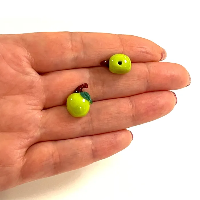 Charm Necklaces Peppy Beads Hand Made Murano Glass Green Apple Charm Charm Necklaces Peppy Beads Hand Made Murano Glass Green Apple Charm