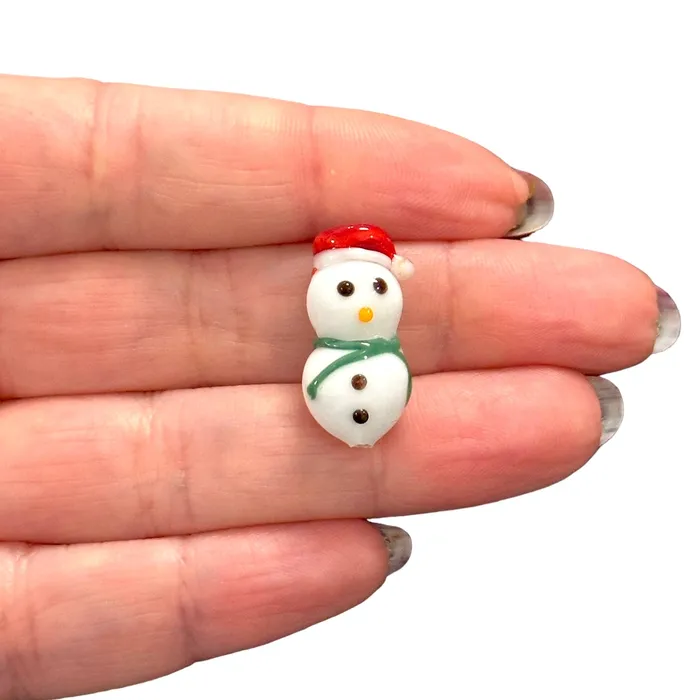 Charm Necklaces Snowman Hand Made Murano Glass Charm Vertical Hole Snowman Charm Peppy Beads Charm Necklaces Snowman Hand Made Murano Glass Charm Vertical Hole Snowman Charm Peppy Beads