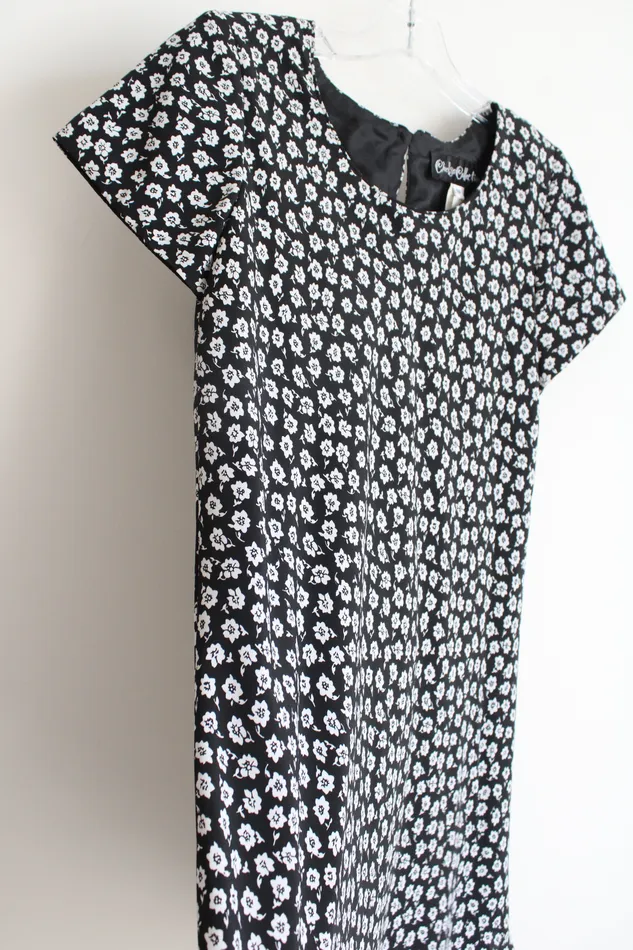 Chelsea Collection Rings Chelsea Collection Black White Floral Vintage Chiffon Dress 10 Petite