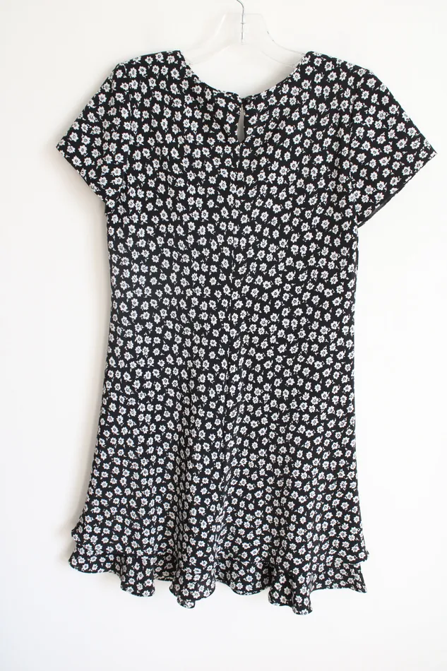Chelsea Collection Rings Chelsea Collection Black White Floral Vintage Chiffon Dress 10 Petite
