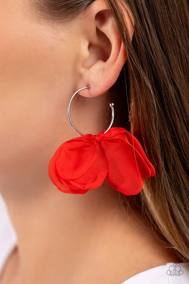 Chiffon Class Red Paparazzi Accessories Earrings