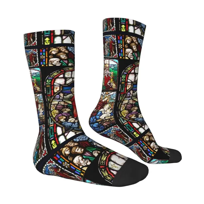 Christian Stain Glass Socks Lords Guidance Earrings